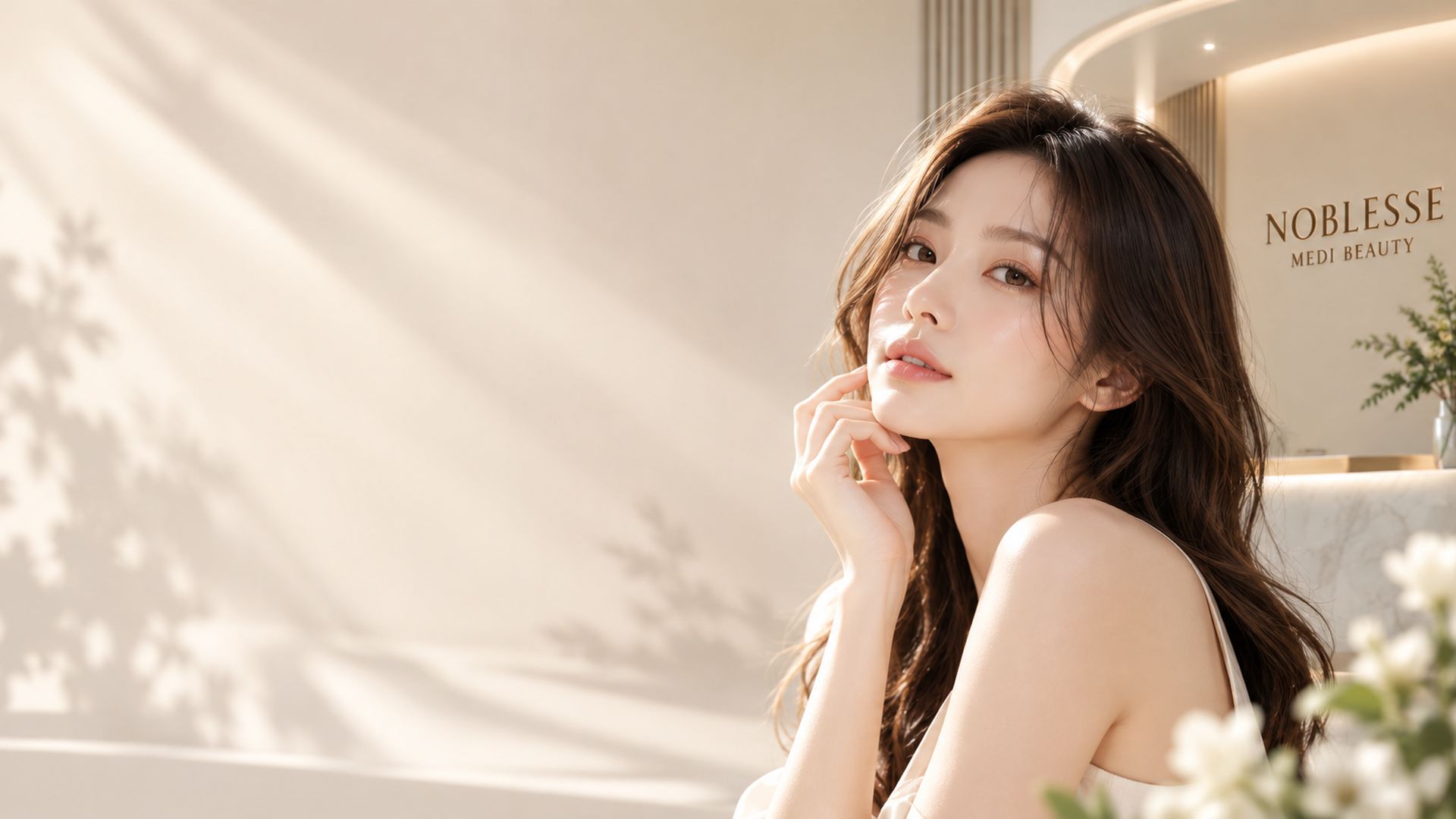 노블레스 메디뷰티 라운지의 햇살 아래 인물 이미지
